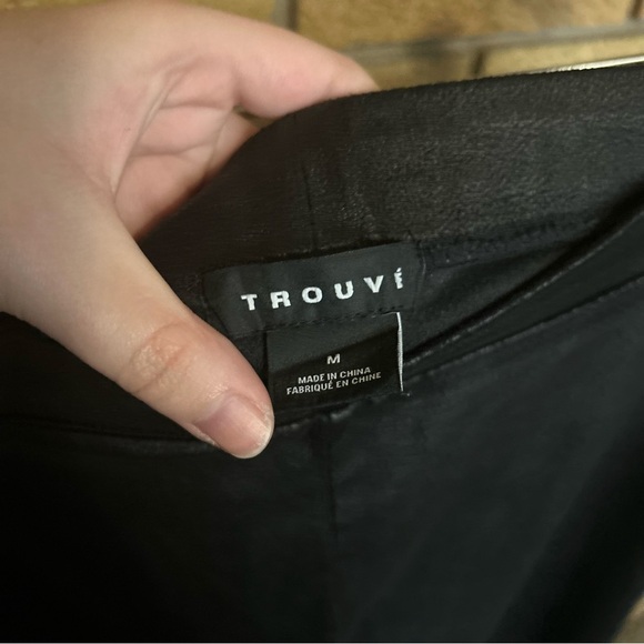 Trouve Faux Leather Leggings Womens Black Pull On Stretch Pants Size Medium - Picture 2 of 4
